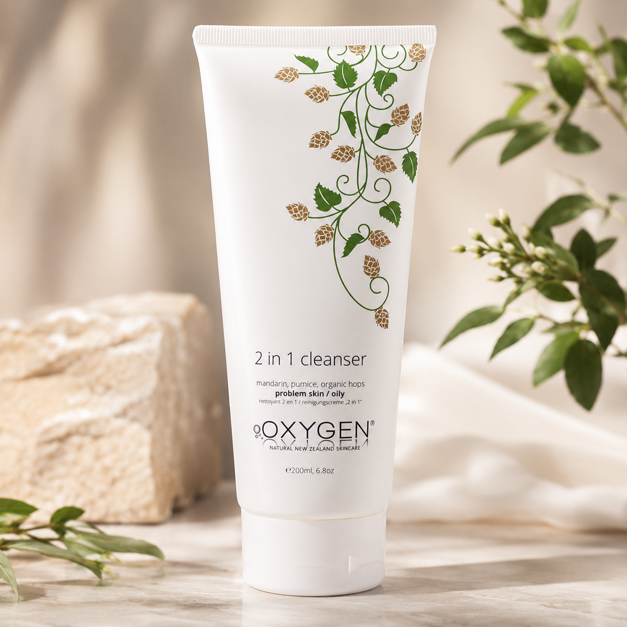 Oxygen Skincare | 2 in 1 Cleanser with Hops | For Problem & Oily Skin | Uplifting & Refreshing