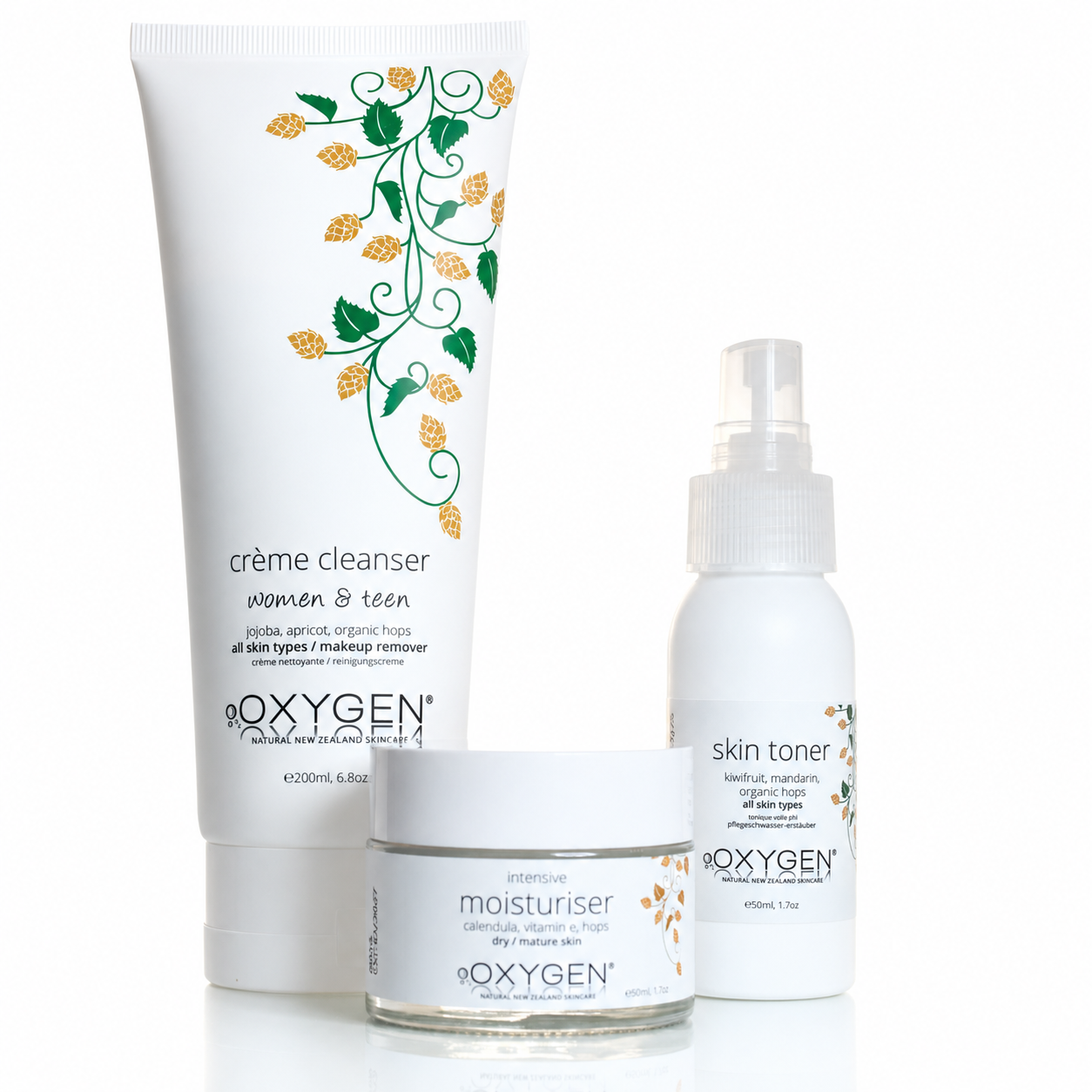 Skincare Pack for Dry and Mature Skin | Creme Cleanser, Intensive Moisturiser, Toner